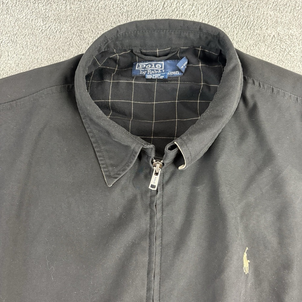 Vintage Polo Ralph Lauren Jacket Men L Black Bi Swing Bomber Chin Strap 90s